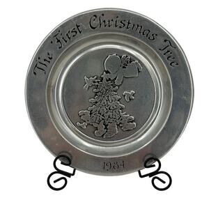 Wilton Pewter Plate The First Christmas Tree Vintage 1984 Wall Hanger 7.5 Inch